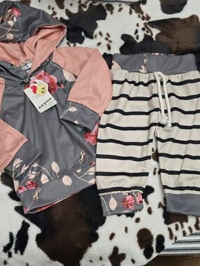 Nwt Boutique Baby Girls Outfit Hoodie Joggers 12 18 Month